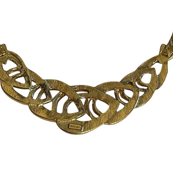 Vintage Trifari Statement Gold Tone Black Enamel Serpentine Choker Necklace - Picture 6 of 15